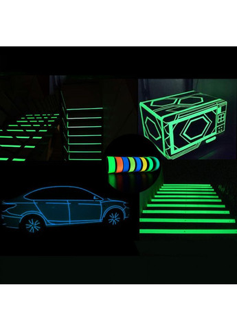 Стрічка люмінесцентна/самоклейка 1.5 см х 10 м світиться у темряві Зелений No Brand (368566151)