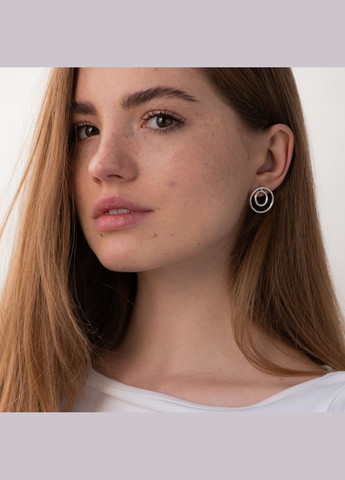 Серебряные серьги - пусеты Кольца 122572 Oniks (264023172)