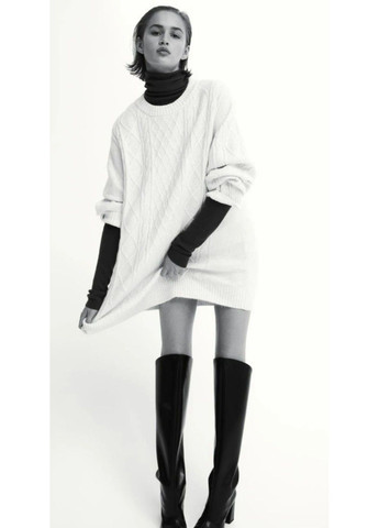 Молочное повседневный женское вязаное платье н&м (57913) xs молочное H&M