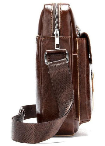 Сумка планшет через плече чоловіча з натуральної шкіри середня для документів та для телефону Коричневий 35801 Joynee (337466297)