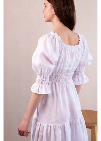 Белое праздничный, повседневный, вечернее, пляжное, кэжуал платье из натурального 100% льна El'dress