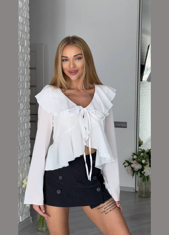 Біла жіноча блуза на зав'язках бiлого кольору 33716 Fashion