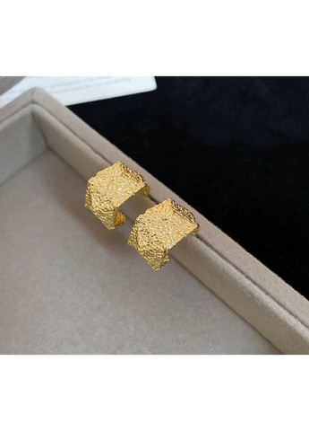 Масивні сережки-гвіздки С-подібні золотисті No Brand (361225266)