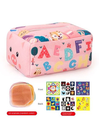 Диспенсер с платочками сортер бокс Монтессори 12 шт Pink Alphabet No Brand (366304355)