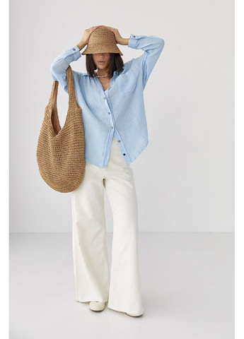 Голубой кэжуал рубашка однотонная Lurex