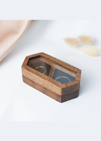 Деревянный ящик для кольца Island коробочка для двух колец, ящик для свадебных колец с прозрачной крышечкой No Brand (338436866)