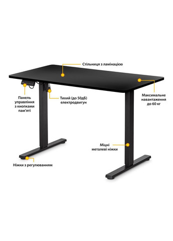 Стол с электрорегулировкой высоты PowerDesk Lite Walnut (столешница грецкий орех/ножки черные), EVO-201 Lite Walnut /B Mealux (362540512)