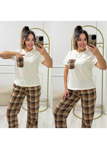 Бежева всесезон піжама жіноча футболка + штани Style Point