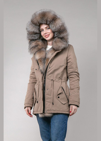 Парка зимняя темно-бежевая с мехом блюфроста Chicly Furs (289354690)