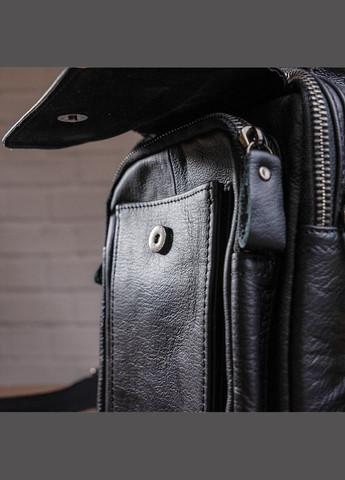 Шкіряна сумка крос боді чоловіча месенджер через плече чорна 14816 Vintage (329198826)