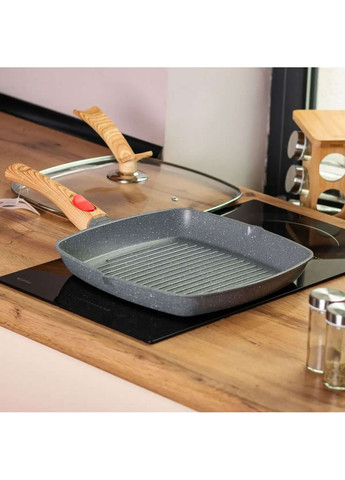 Сковорода-гриль MGC 28 см з антипригарним покриттям та знімною ручкою, сірий MGC HP-4-462G No Brand (360481734)