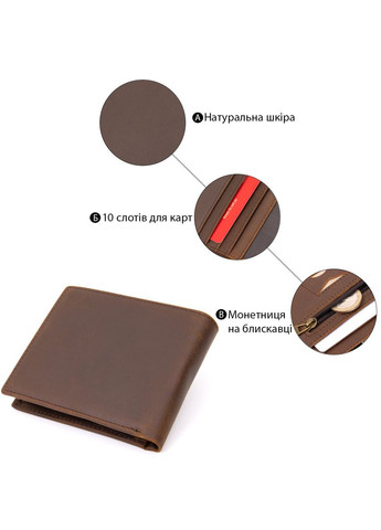 Портмоне унісекс матове темно-коричневе 20445 Vintage (329197787)