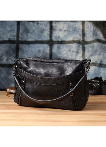 Сумка крос-боді на плече жіноча з натуральної шкіри середня Чорний 38344 Vintage (355245248)