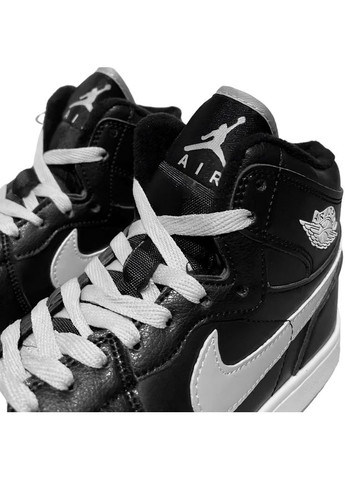 Черные зимние зимние кроссовки air jordan с мехом black/gray Nike Air Jordan 1 High