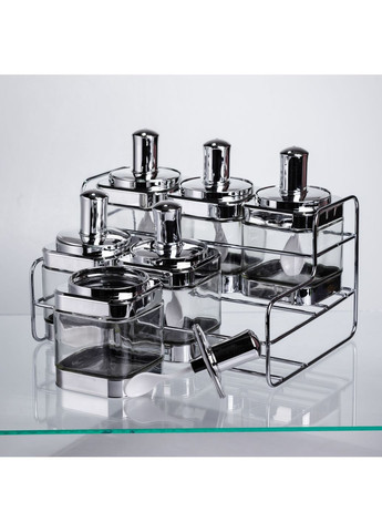 Набір банок для сипучих продуктів з ложкою 6 шт, хром HP-1341 No Brand (366830675)