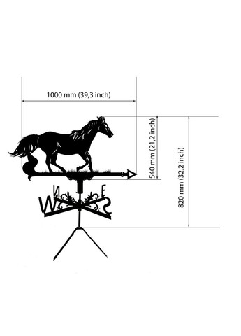 Флюгер на дом Лошадь №4 из металла 3 мм, флюгер на крышу No Brand (368896582)