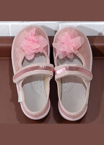 Розовые ортопедические тапочки на липучке для девочки сменка в садик валди Waldi с бантом, с цветами