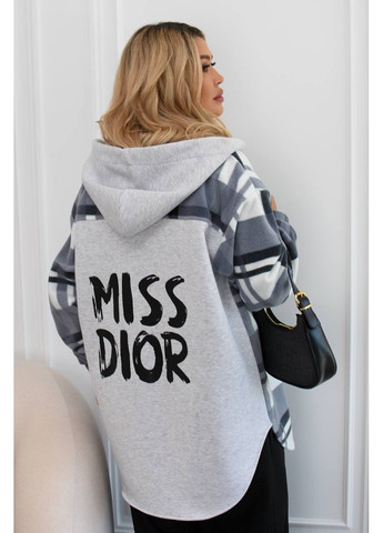 Серая повседневный, кэжуал рубашка в клетку No Brand с длинным рукавом