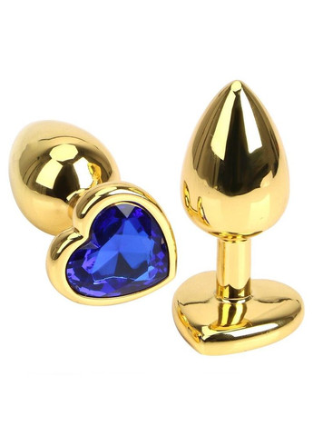 Анальна пробка М 3,4 см середня золота з каменем сердечком у формі серця TOYFA Metal Focus (303908119)