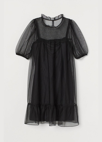 Черное повседневный, кэжуал, вечернее платье для женщины 0928352-001 H&M однотонное
