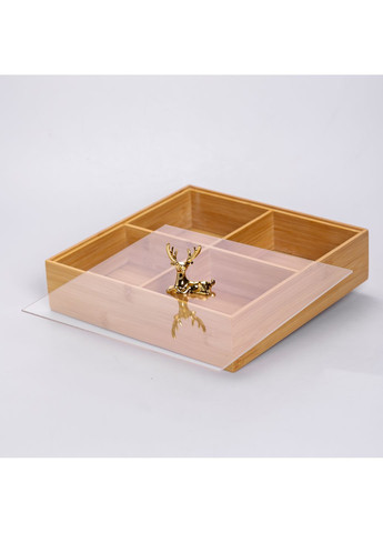 Менажниця бамбукова квадратна з кришкою 25*25*11 см Yiwu (361113469)