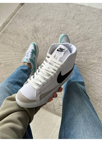 КРОССОВКИ ЖЕНСКИЕ NIKE BLAZER MID WHITE BLACK НАЙК БЛЕЙЗЕР No Brand чёрные демисезоны (368867631)