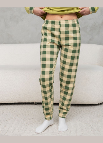 Салатова жіноча піжама зі штанами в клітку Nicoletta
