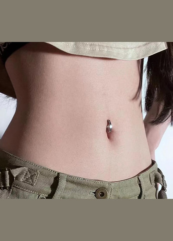 Сережки клікер зі сталі RHN01-1410-ST для зимового пірсингу в пупок (Штанга: 10мм; Колір: Сріблястий) Spikes (333698458)