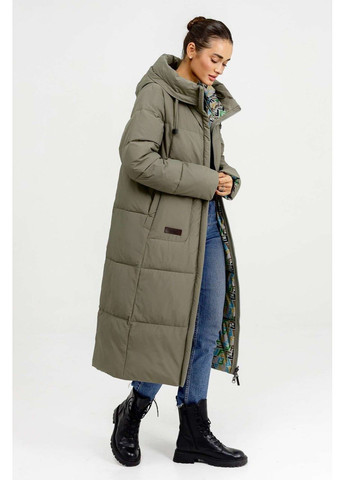 Оливкова зимня пуховик-ковдра зимовий двосторонній куртка-ковдра Lora Duvetti