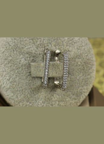 Серьги квадратная дорожка из камней 2.2 см серебристые Xuping Jewelry (316433579)