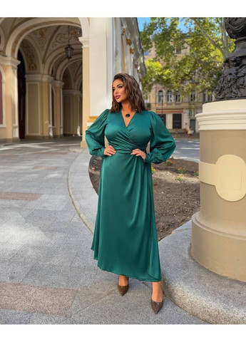 Зелена сукня на запах, колір зелений Fashion