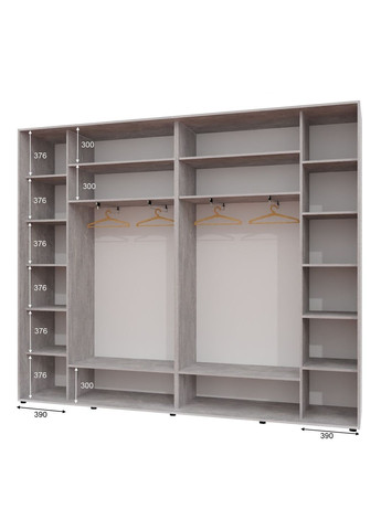 Шкаф-купе трехдверный 300*45*240 см Индастриал 3 двери ДСП + Зеркало + ДСП Люкс-147 Алекса (360479490)