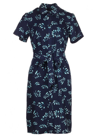 Синее повседневный платье-рубашка в бирюзовые веточки (ll142251363) LadyLike