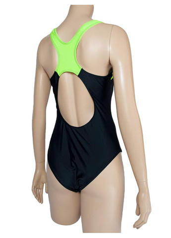 Черный летний купальник спортивный черно-салатовый модель 0143 арт.392 слитный, майо Z.Five