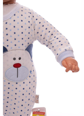 Голубой зимний комплект человечек с шапочкой для мальчика велюр с мишкой голубым см (29910) BABYKROHA