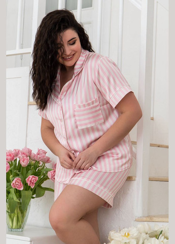 Рожева всесезон піжама принт з шортами п1450 рожевий MiaNaGreen
