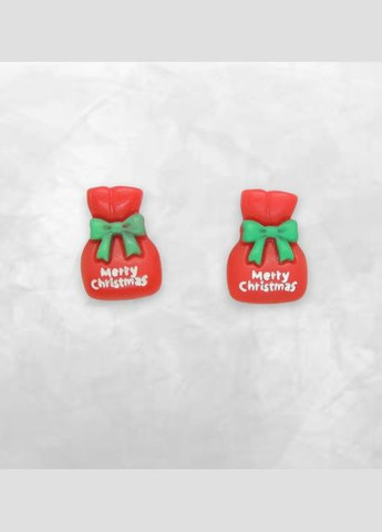 Сережки кліпси дитячі для вух без пробивання Новорічний Мішок із подарунками Святого Миколая Санти Liresmina Jewelry (289844123)