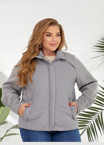 Серая демисезонная женская весенняя куртка короткая No Brand