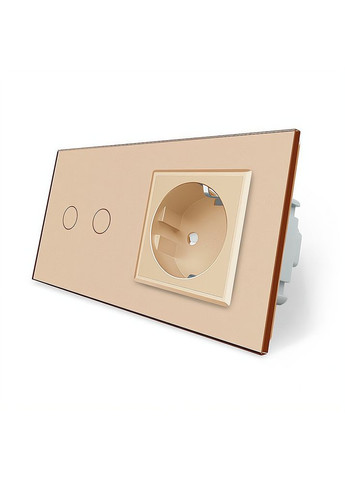 Сенсорний прохідний/перехресний вимикач 2 сенсора 1 розетка золото скло (VL-C702S/C7C1EU-13) Livolo (370972039)