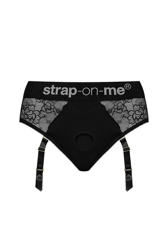 Кружевные трусы для страпона с подвязками для чулок DIVA HARNESS Strap-On-Me (325487014)