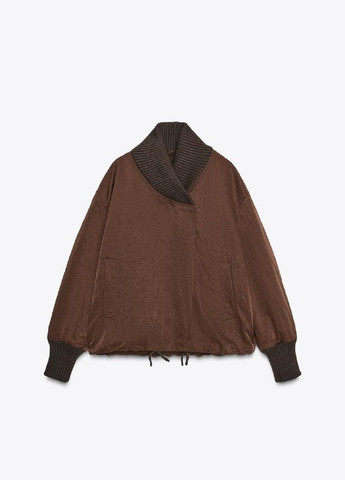 Коричневый женский жакет Zara однотонный - демисезонный