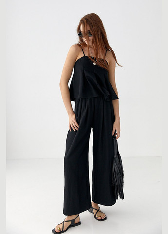 Літній костюм із брюками та топом на бретелях - молочний колір Lurex (335077396)