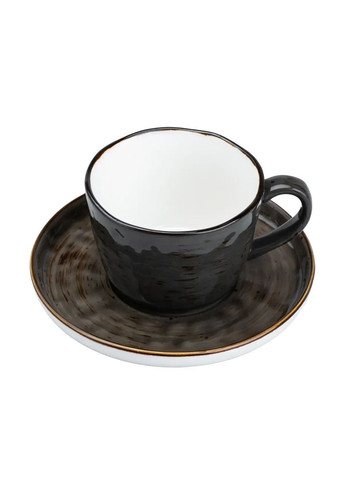 Чашка керамічна 250 мл із блюдцем, коричневий TS Kitchen (322594492)