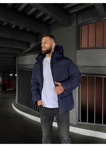 Синяя зимняя зимняя куртка на пуху No Brand