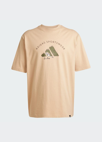 Коричнева футболка codes doodle scooter graphic adidas