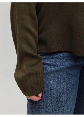 Оливковий (хакі) демісезонний светр жіночий хакі вільний з горлом джемпер Karon Вільна