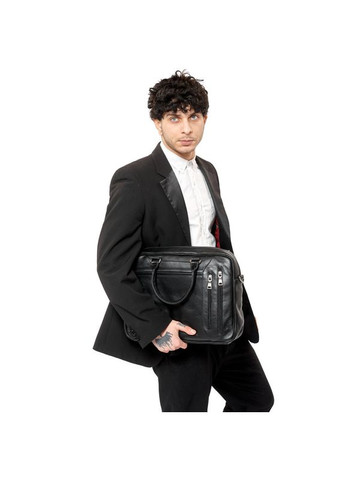 Сумка для ноутбука Leoma чорна із натуральної шкіри Sambag (322870705)