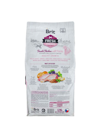 Сухой корм для щенков и молодых собак всех пород, с курицей и картофелем, 12 кг. Brit Fresh (362701239)