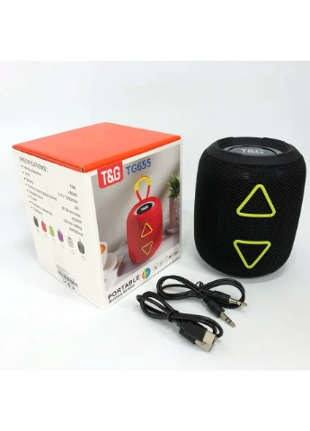 Портативна колонка TG655 5W з RGB-підсвіткою і ремінцем, Блютуз-колонка для вулиці. Колір: чорний T&G (359429532)