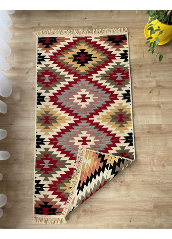 Бавовняний плетений двосторонній килим Zummi 80Х150 см. Екокилимок. Червоний No Brand (366376729)